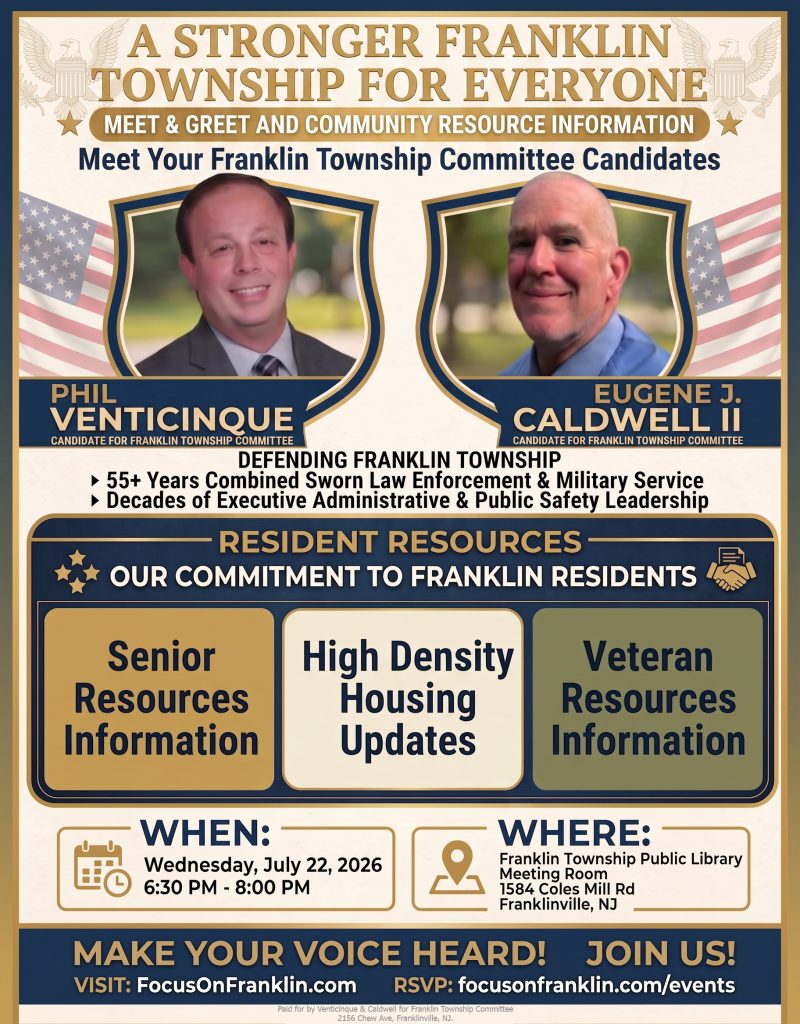 Venticinque & Caldwell Meet & Greet, July 22nd, 6:30 PM, Franklin Township Library