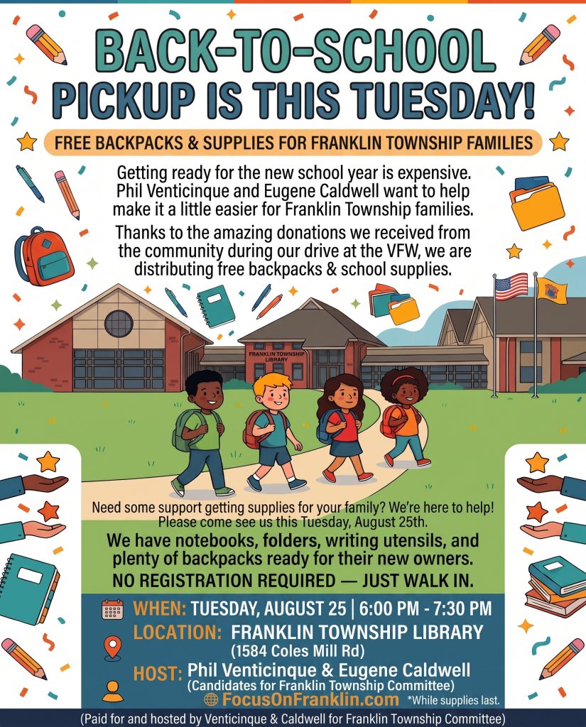 Free Backpack & School Supply Pickup for Franklin Twp Families